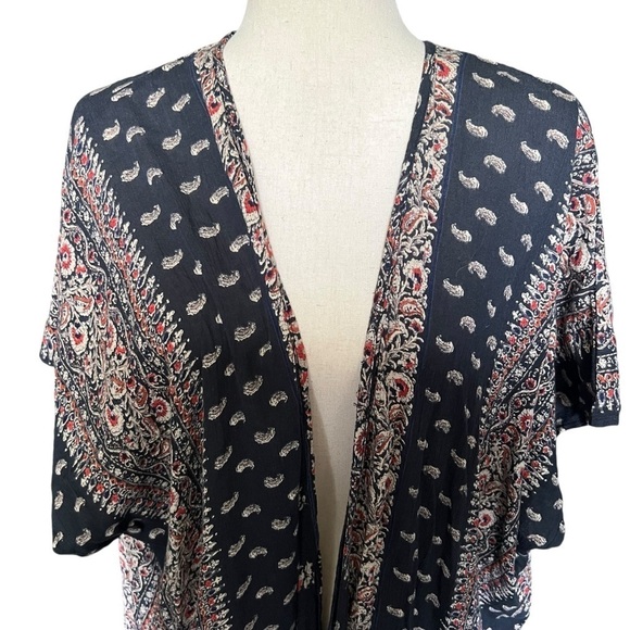 Abercrombie & Fitch Navy Paisley Floral Swim Cover Up Kimono Size: XS / S Boho - Picture 5 of 9